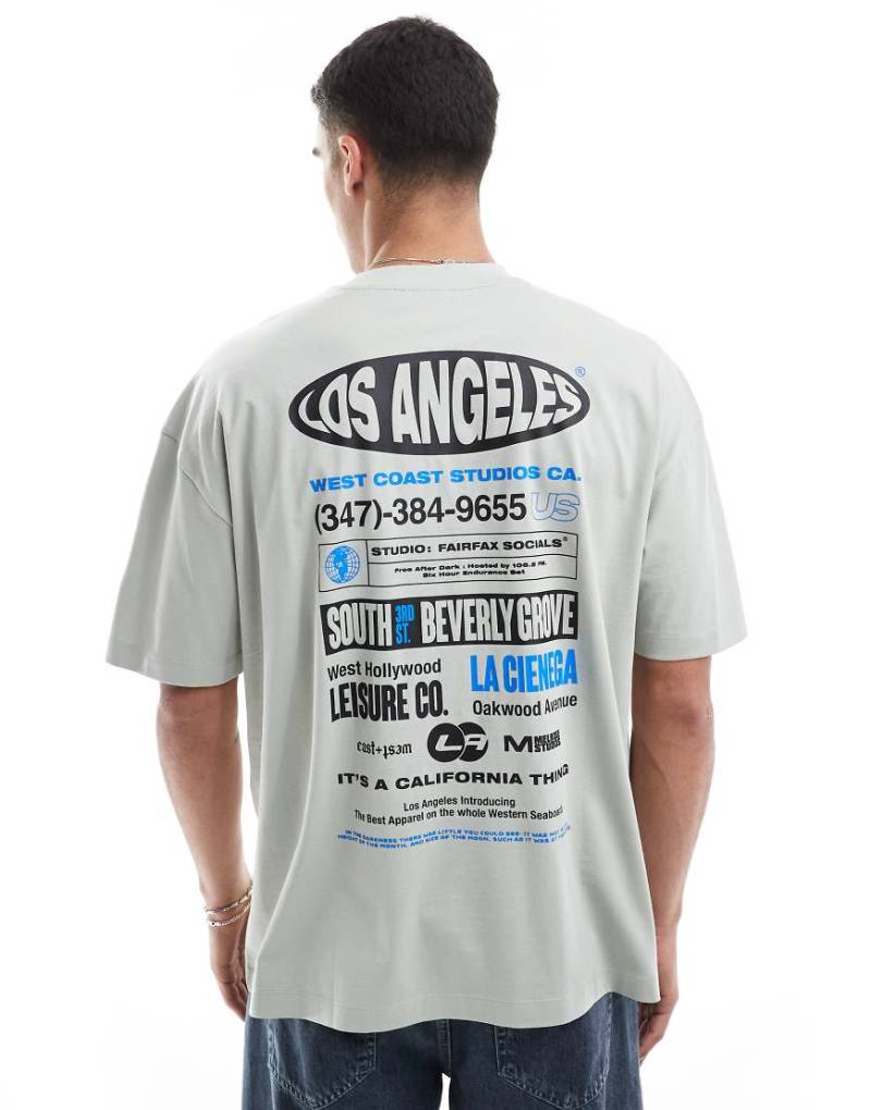 ASOS DESIGN - Oversize-T-Shirt in Grau mit City-Print von ASOS DESIGN