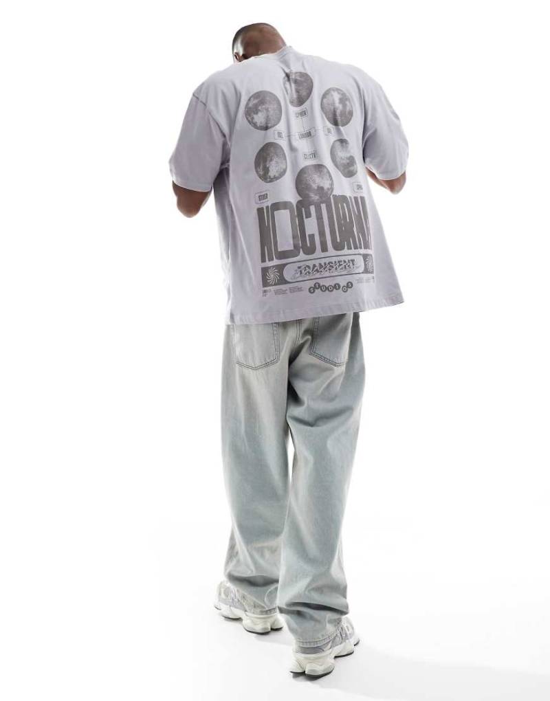 ASOS DESIGN - Oversize-T-Shirt in Grau mit Himmelskörper-Print von ASOS DESIGN