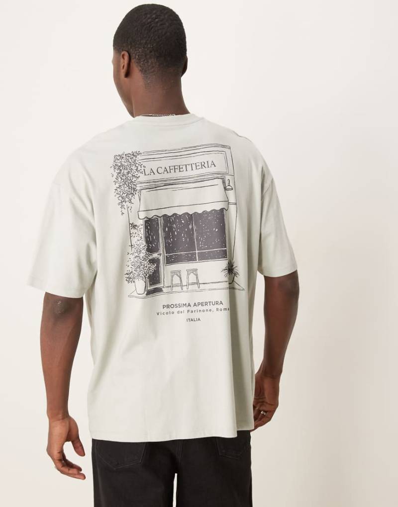 ASOS DESIGN - Oversize-T-Shirt in Grau mit Landschafts-Print von ASOS DESIGN