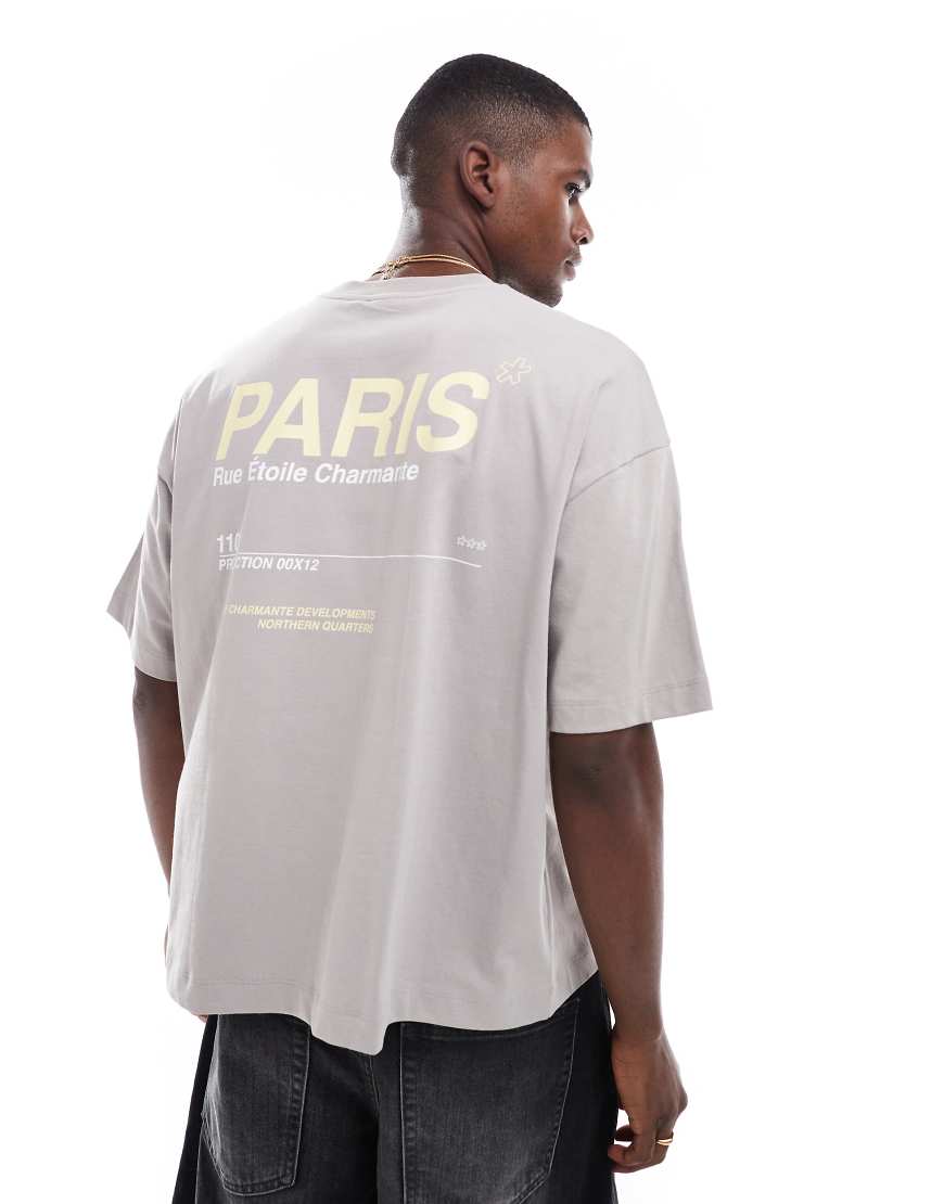 ASOS DESIGN - Oversize-T-Shirt in Grau mit Text-Grafikprint von ASOS DESIGN
