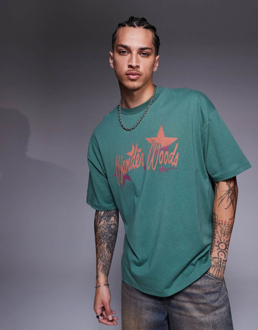 ASOS DESIGN - Oversize-T-Shirt in Grün mit Text-Print ASOS DESIGN - Oversize-T-Shirt in Grün mit Text-Print von ASOS DESIGN