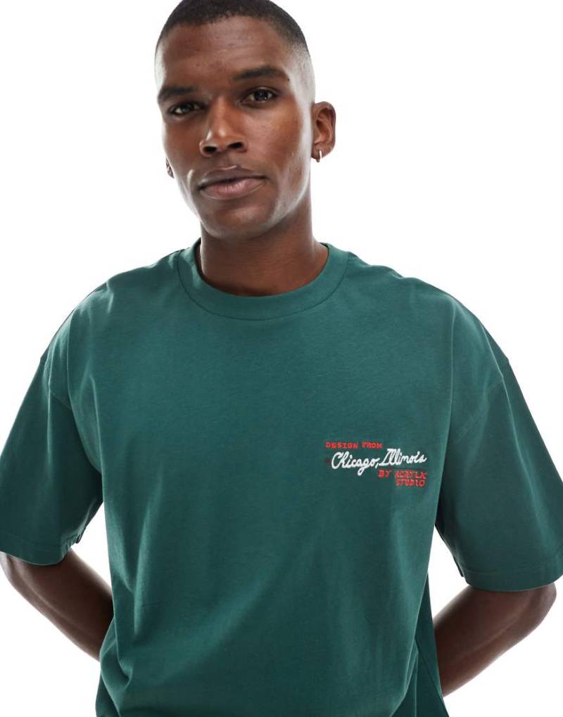 ASOS DESIGN - Oversize-T-Shirt in Grün mit Text-Print von ASOS DESIGN