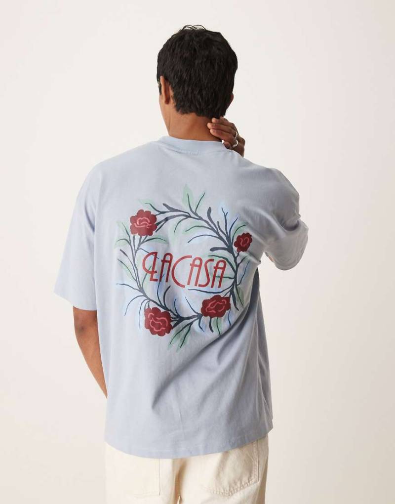 ASOS DESIGN - Oversize-T-Shirt in Hellblau mit Blumenprint von ASOS DESIGN