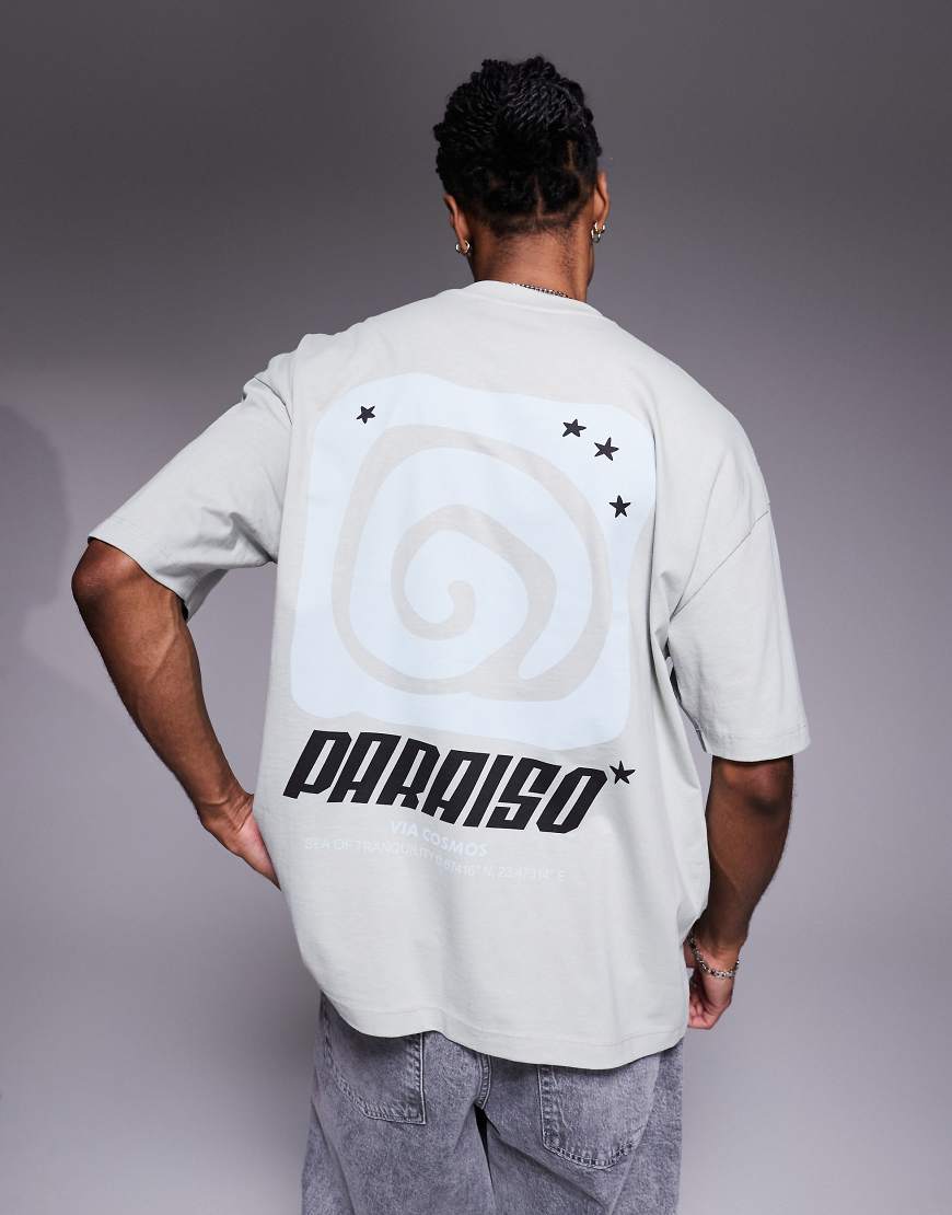 ASOS DESIGN - Oversize-T-Shirt in Hellgrau mit Textprint von ASOS DESIGN