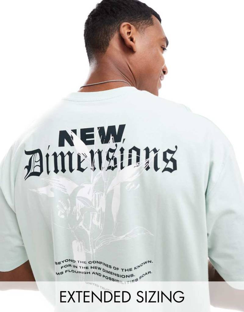 ASOS DESIGN - Oversize-T-Shirt in Salbeigrün mit Rückenprint von ASOS DESIGN