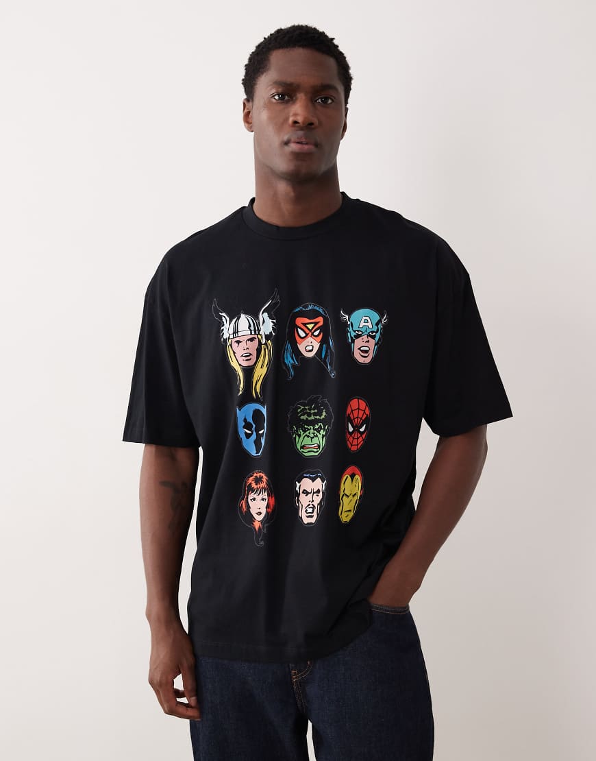 ASOS DESIGN - Oversize-T-Shirt in Schwarz mit „MARVEL"-Print von ASOS DESIGN