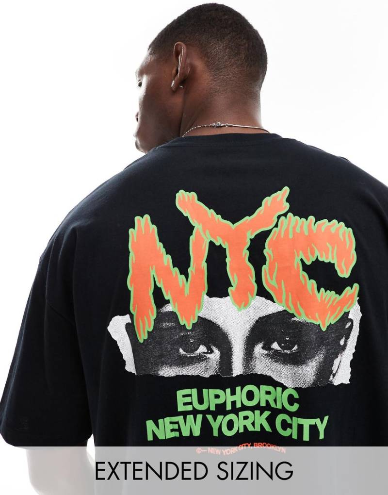 ASOS DESIGN - Oversize-T-Shirt in Schwarz mit „NYC"-Rückenprint von ASOS DESIGN