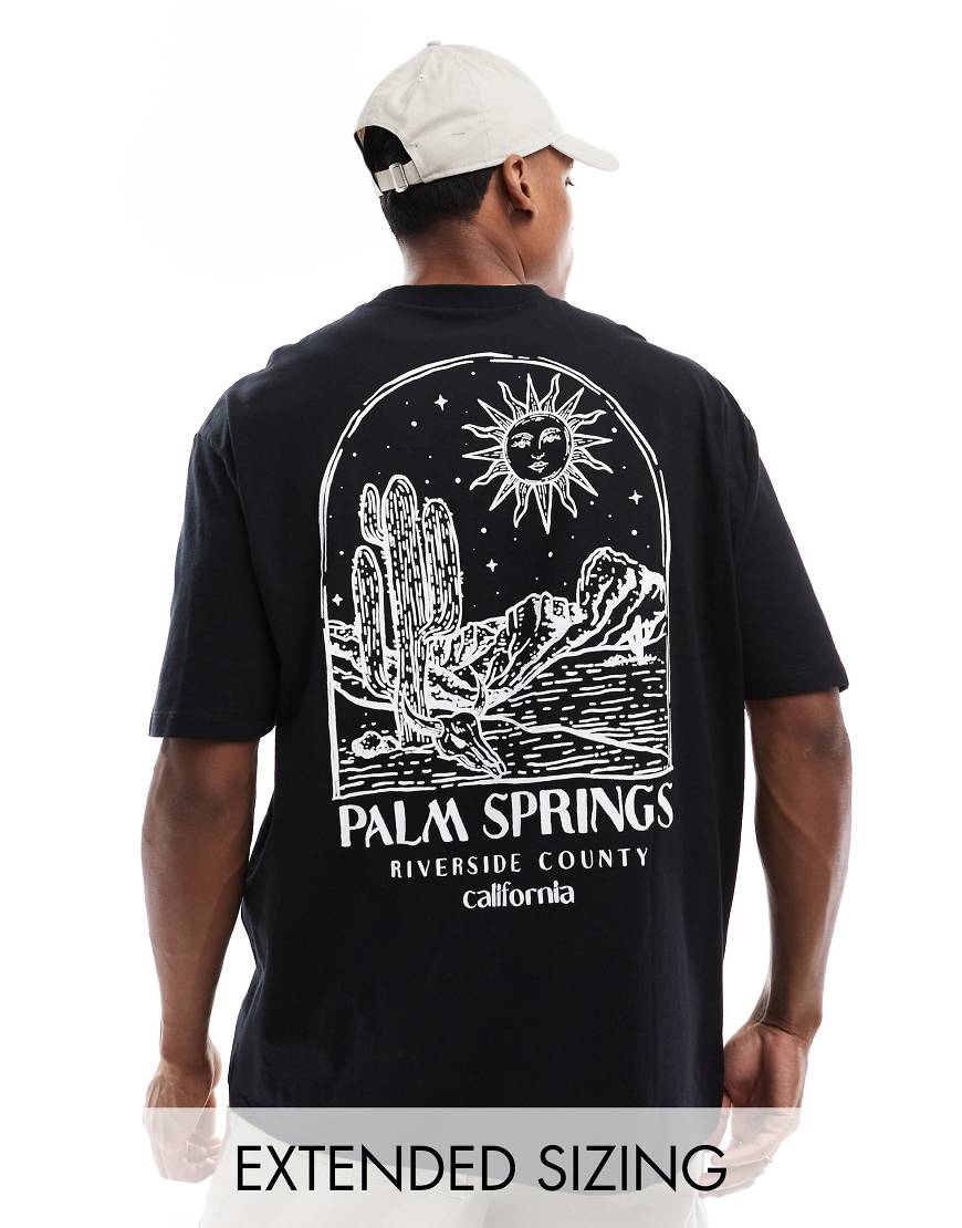 ASOS DESIGN - Oversize-T-Shirt in Schwarz mit „Palm Springs"-Print hinten ASOS DESIGN - Oversize-T-Shirt in Schwarz mit „Palm Springs"-Print hinten von ASOS DESIGN