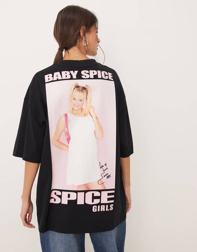 ASOS DESIGN - Oversize-T-Shirt in Schwarz mit „Spice Girls Baby-Print-Weiß von ASOS DESIGN