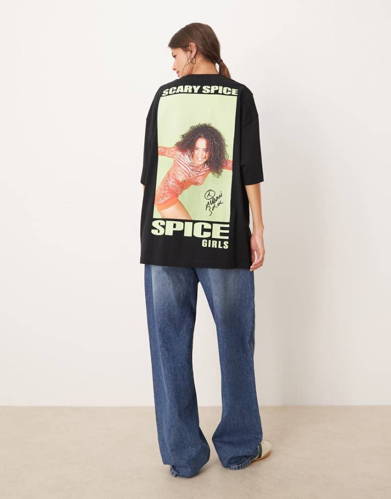 ASOS DESIGN - Oversize-T-Shirt in Schwarz mit „Spice Girls Scary"-Print-Weiß von ASOS DESIGN