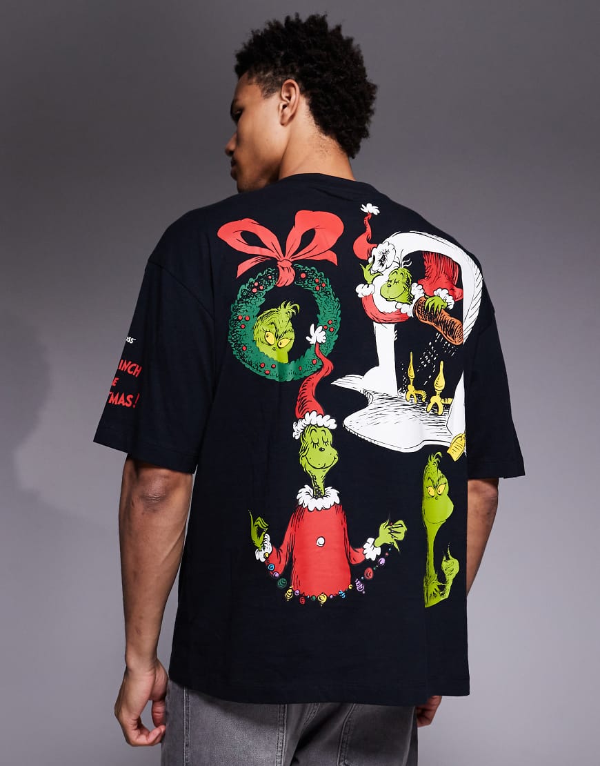 ASOS DESIGN - Oversize-T-Shirt in Schwarz mit „The Grinch"-Print von ASOS DESIGN