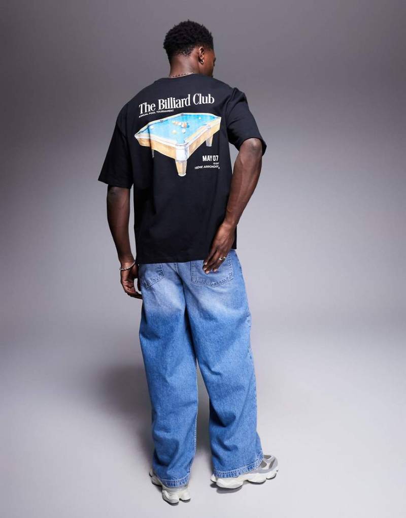 ASOS DESIGN - Oversize-T-Shirt in Schwarz mit Billard-Grafik von ASOS DESIGN