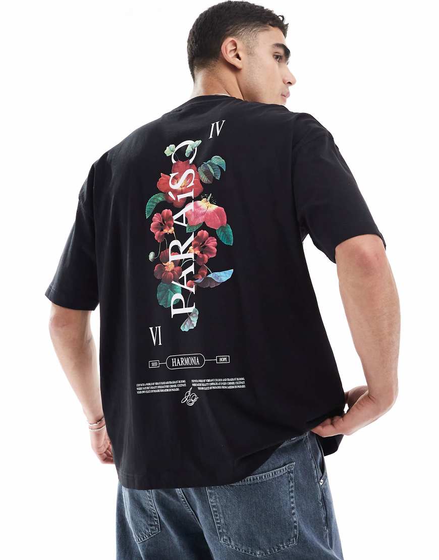 ASOS DESIGN - Oversize-T-Shirt in Schwarz mit Blumengrafik ASOS DESIGN - Oversize-T-Shirt in Schwarz mit Blumengrafik von ASOS DESIGN