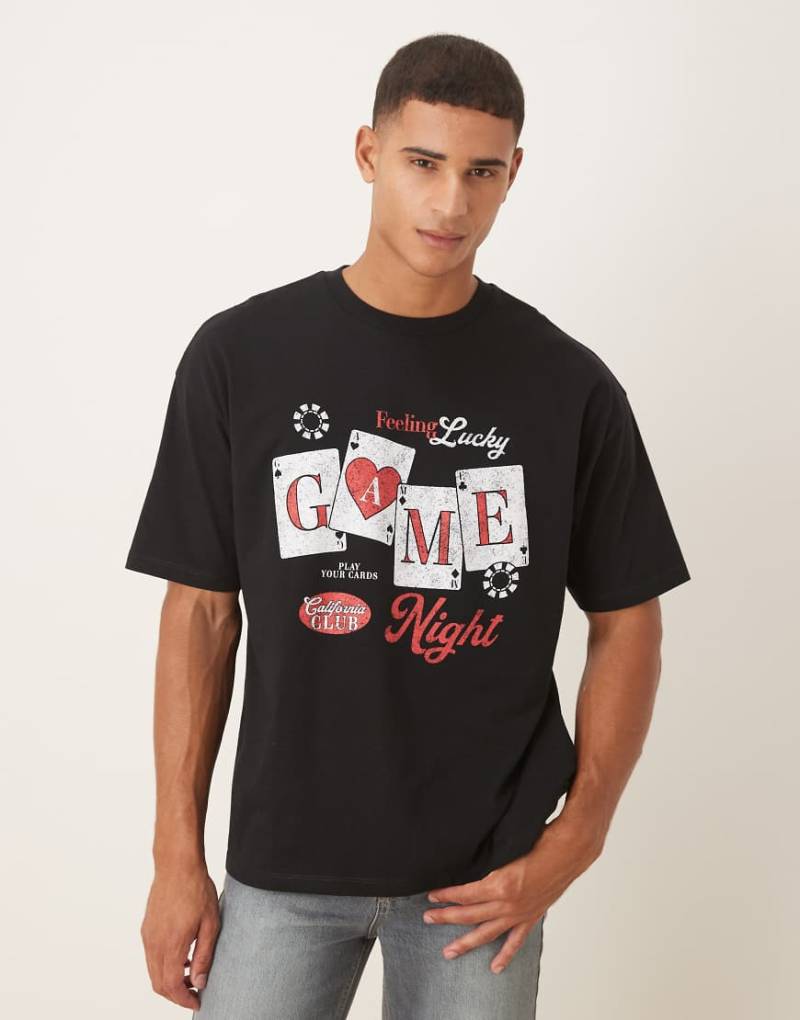 ASOS DESIGN - Oversize-T-Shirt in Schwarz mit Cartoon-Print von ASOS DESIGN