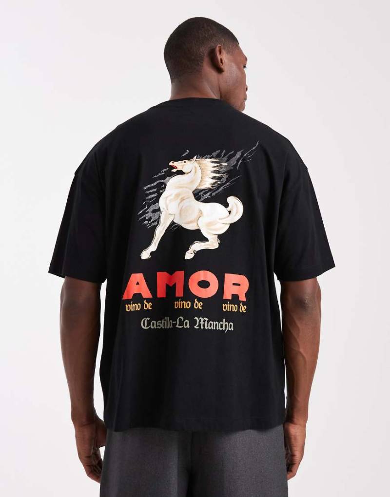 ASOS DESIGN - Oversize-T-Shirt in Schwarz mit Cartoon-Print von ASOS DESIGN