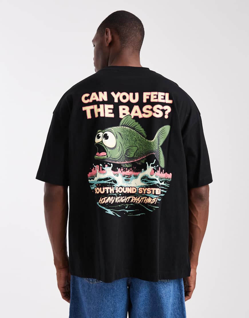 ASOS DESIGN - Oversize-T-Shirt in Schwarz mit Cartoon-Print von ASOS DESIGN