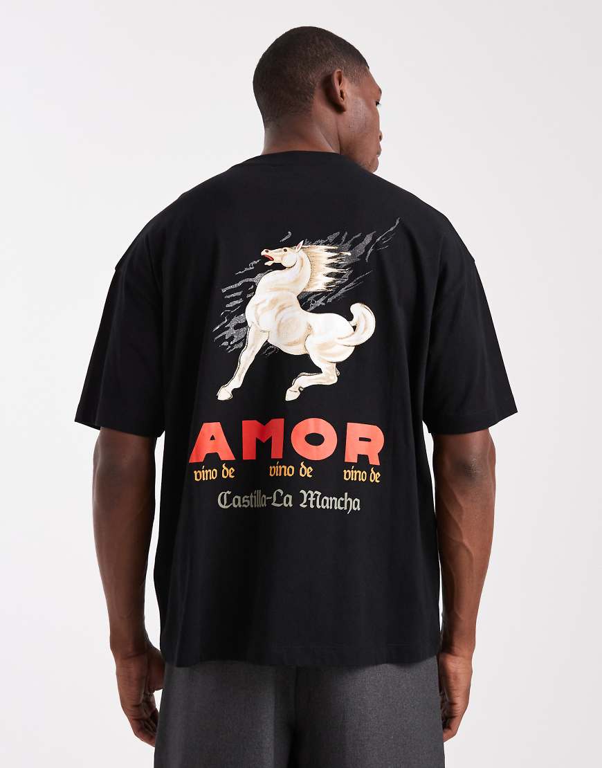 ASOS DESIGN - Oversize-T-Shirt in Schwarz mit Cartoon-Print von ASOS DESIGN