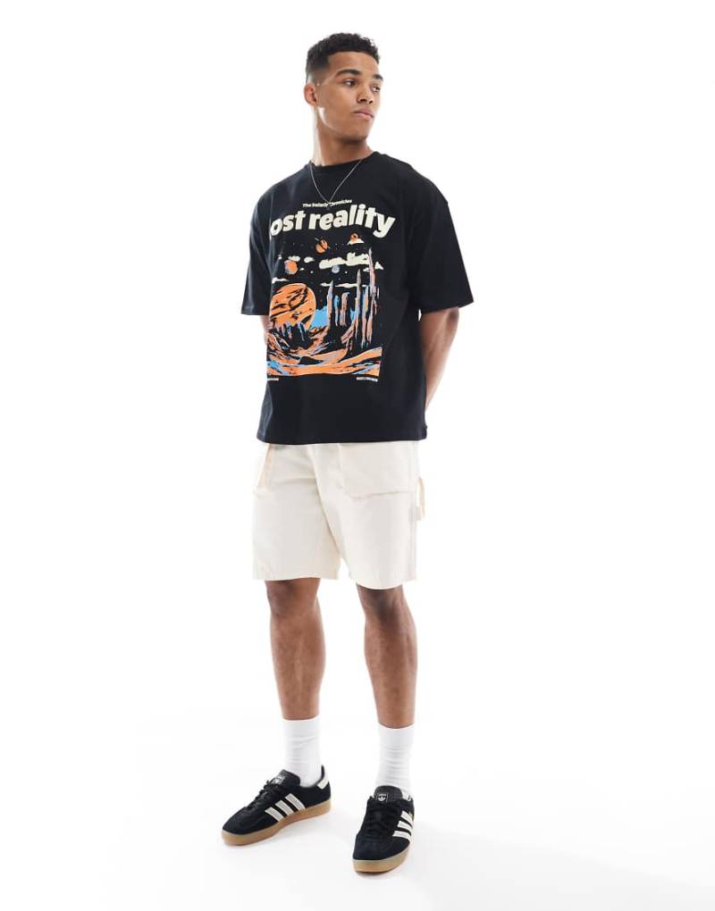 ASOS DESIGN - Oversize-T-Shirt in Schwarz mit Landschafts-Print von ASOS DESIGN