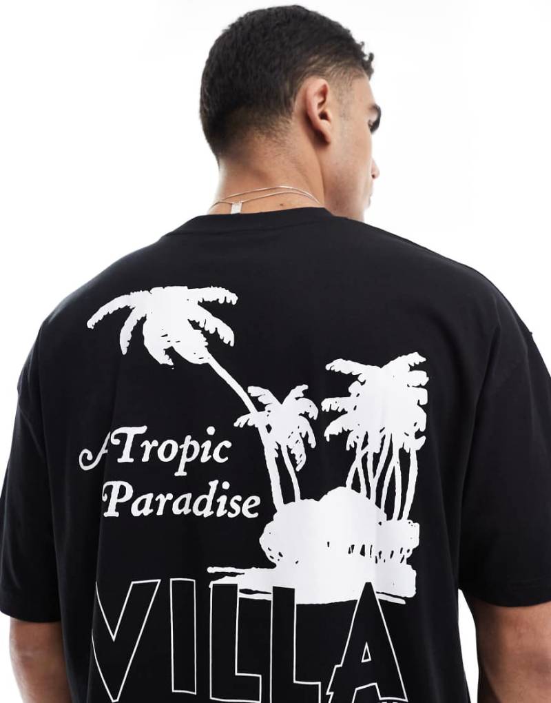 ASOS DESIGN - Oversize-T-Shirt in Schwarz mit Palmen-Grafik von ASOS DESIGN