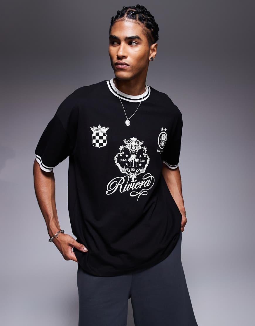 ASOS DESIGN - Oversize-T-Shirt in Schwarz mit Print auf der Brust ASOS DESIGN - Oversize-T-Shirt in Schwarz mit Print auf der Brust von ASOS DESIGN