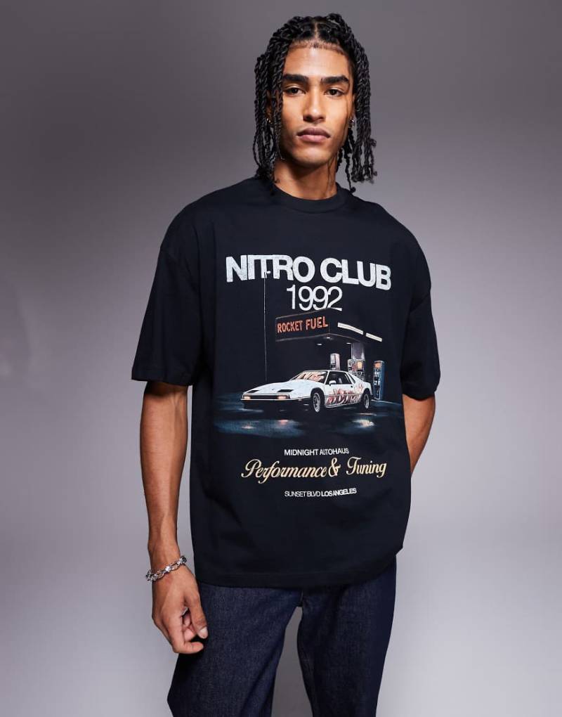 ASOS DESIGN - Oversize-T-Shirt in Schwarz mit Print auf der Brust von ASOS DESIGN