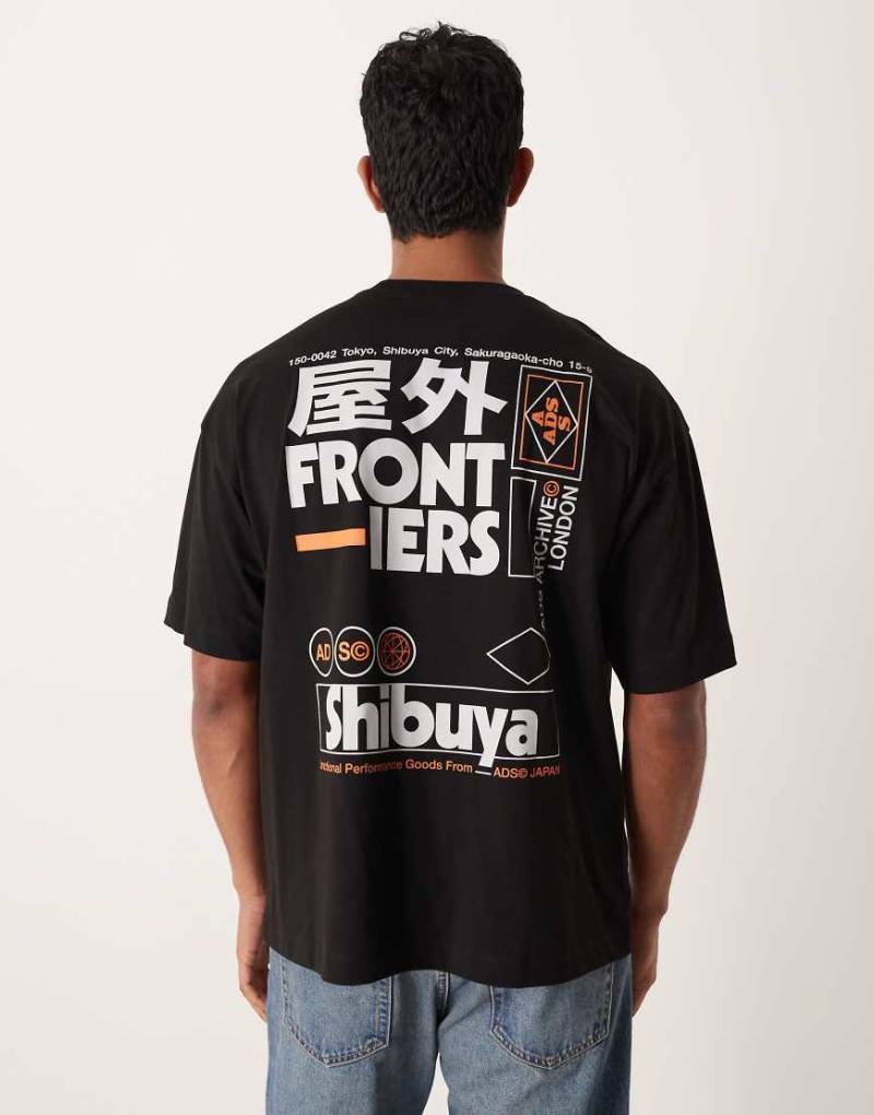 ASOS DESIGN - Oversize-T-Shirt in Schwarz mit Shibuya-Textgrafik von ASOS DESIGN