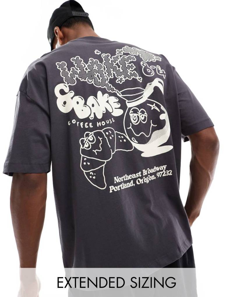 ASOS DESIGN - Oversize-T-Shirt in Schwarz mit Skate-Print hinten von ASOS DESIGN