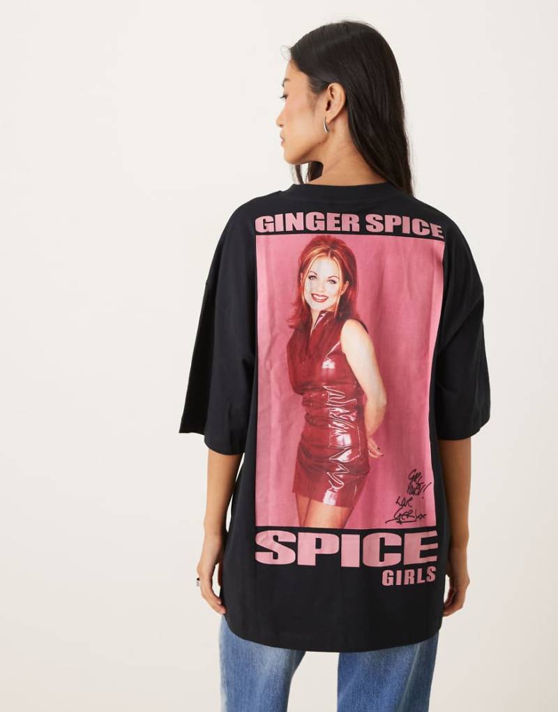 ASOS DESIGN - Oversize-T-Shirt in Schwarz mit Spice Girls „Ginger Spice"-Print-Weiß von ASOS DESIGN