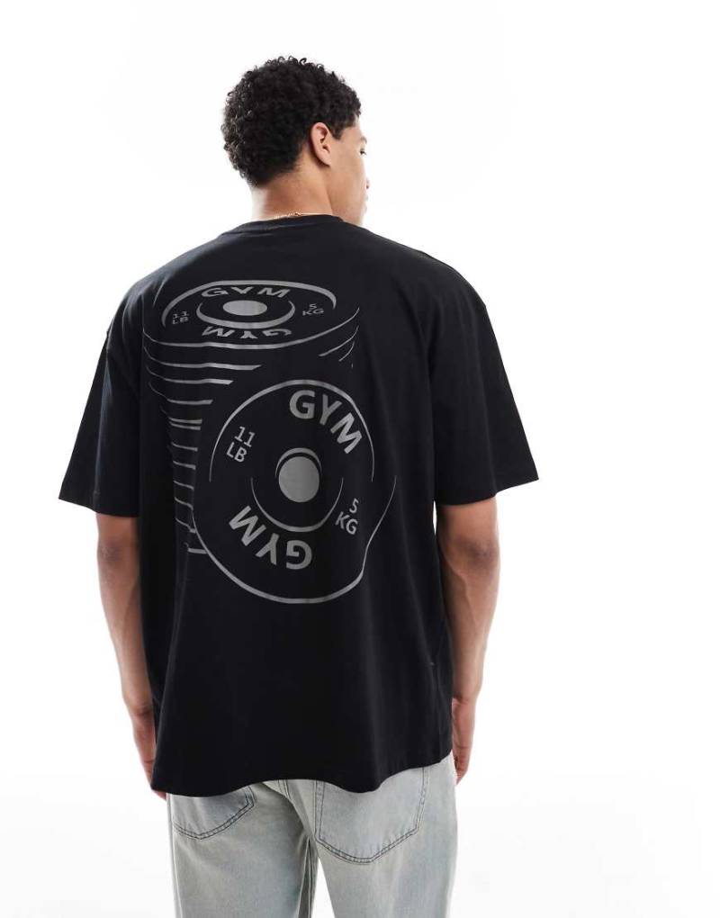 ASOS DESIGN - Oversize-T-Shirt in Schwarz mit Sportgrafik von ASOS DESIGN