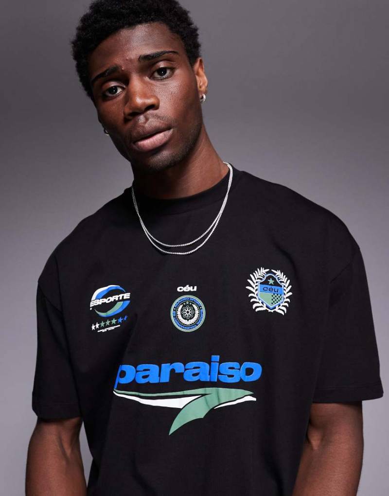 ASOS DESIGN - Oversize-T-Shirt in Schwarz mit Sportgrafik von ASOS DESIGN