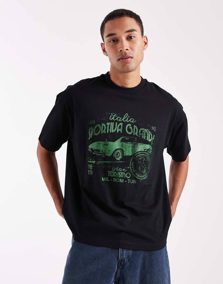 ASOS DESIGN - Oversize-T-Shirt in Schwarz mit Street-Grafik von ASOS DESIGN