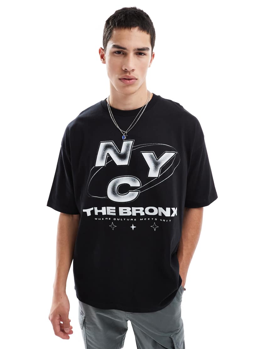 ASOS DESIGN - Oversize-T-Shirt in Schwarz mit Street-Grafik von ASOS DESIGN