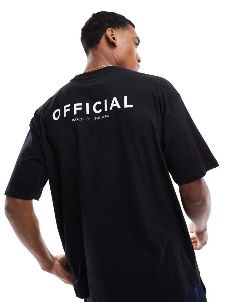 ASOS DESIGN - Oversize-T-Shirt in Schwarz mit Textprint auf Vorder- und Rückseite von ASOS DESIGN