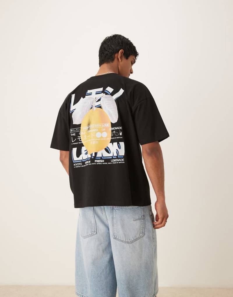 ASOS DESIGN - Oversize-T-Shirt in Schwarz mit Zitronen-Print von ASOS DESIGN