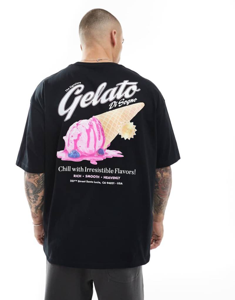 ASOS DESIGN - Oversize-T-Shirt in Schwarz mit sommerlicher Grafik ASOS DESIGN - Oversize-T-Shirt in Schwarz mit sommerlicher Grafik von ASOS DESIGN