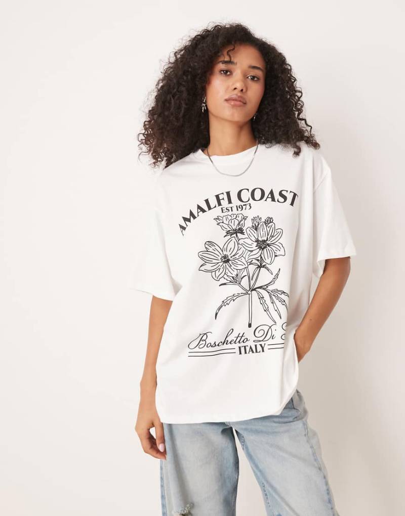 ASOS DESIGN - Oversize-T-Shirt in Weiß mit „Amalfi Coast"-Print von ASOS DESIGN