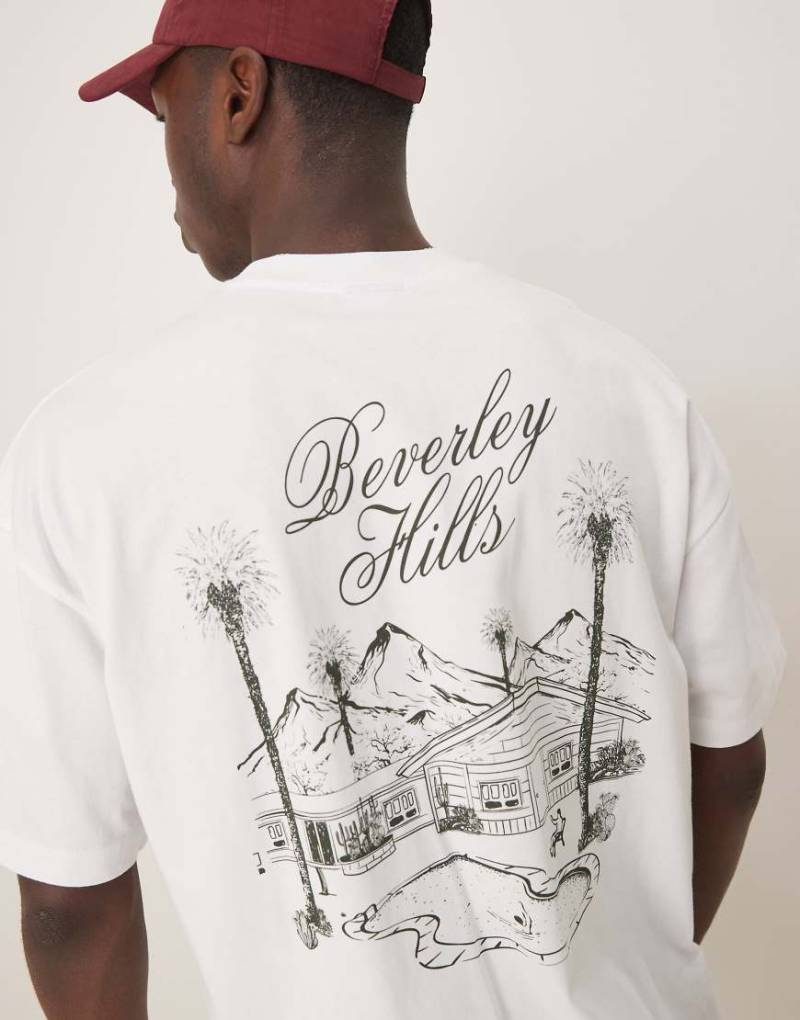 ASOS DESIGN - Oversize-T-Shirt in Weiß mit „Beverly Hills"-Print von ASOS DESIGN