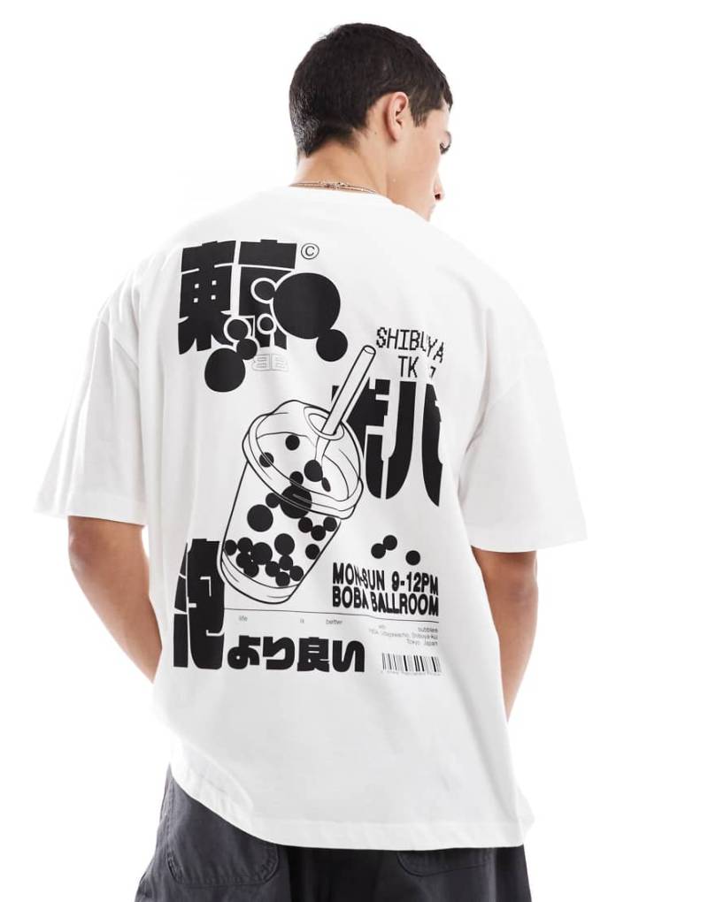 ASOS DESIGN - Oversize-T-Shirt in Weiß mit „Boba"-Grafik von ASOS DESIGN