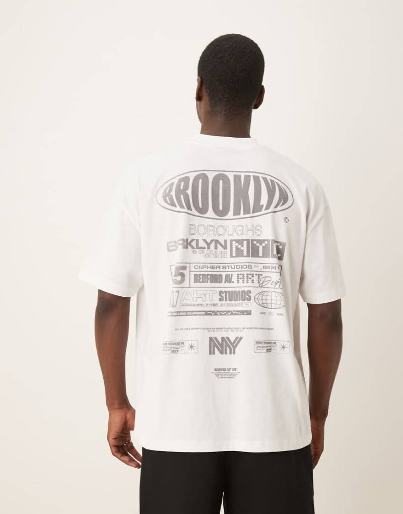 ASOS DESIGN - Oversize-T-Shirt in Weiß mit „Brooklyn"-Print von ASOS DESIGN