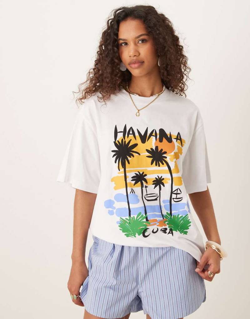 ASOS DESIGN - Oversize-T-Shirt in Weiß mit „Havana Cuba"-Grafik von ASOS DESIGN