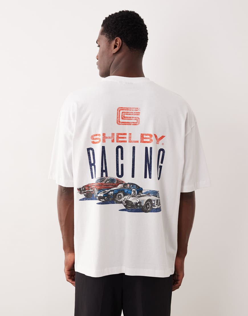ASOS DESIGN - Oversize-T-Shirt in Weiß mit „SHELBY RACING"-Rückenprint von ASOS DESIGN