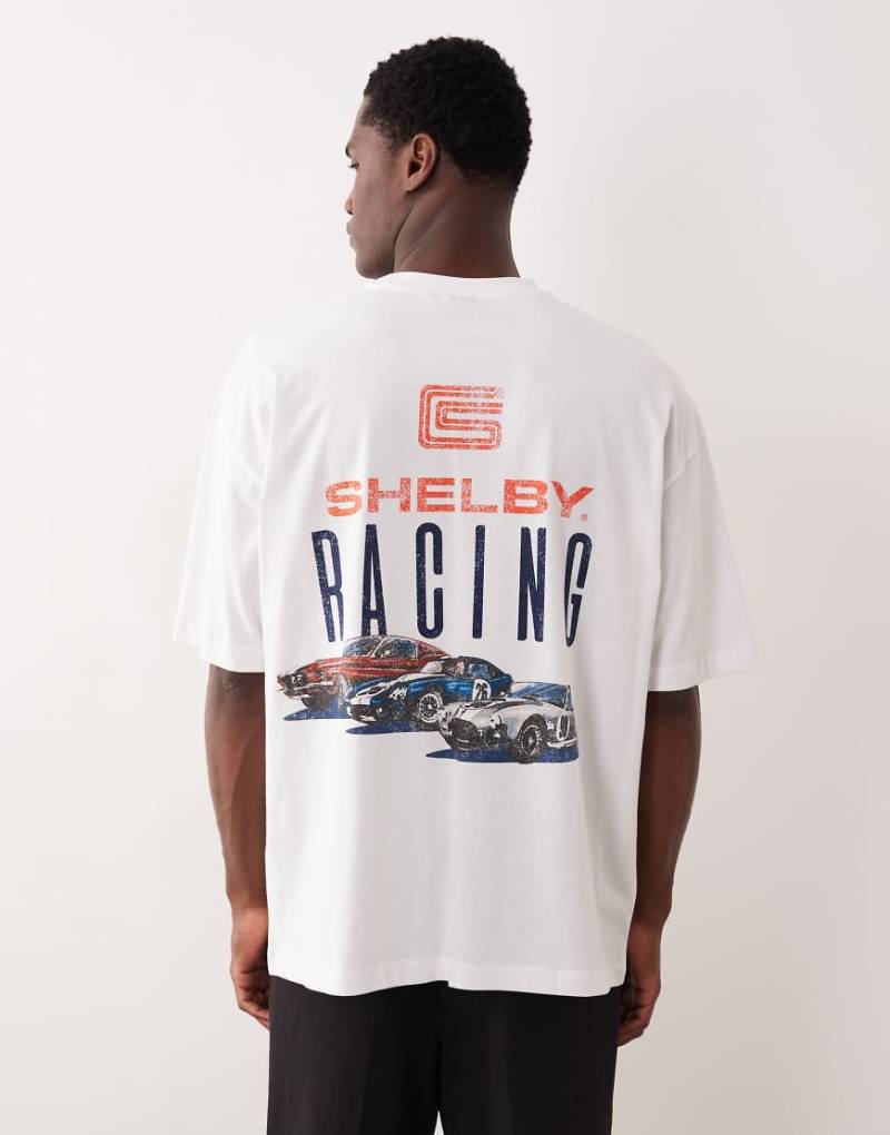 ASOS DESIGN - Oversize-T-Shirt in Weiß mit „SHELBY RACING"-Rückenprint von ASOS DESIGN