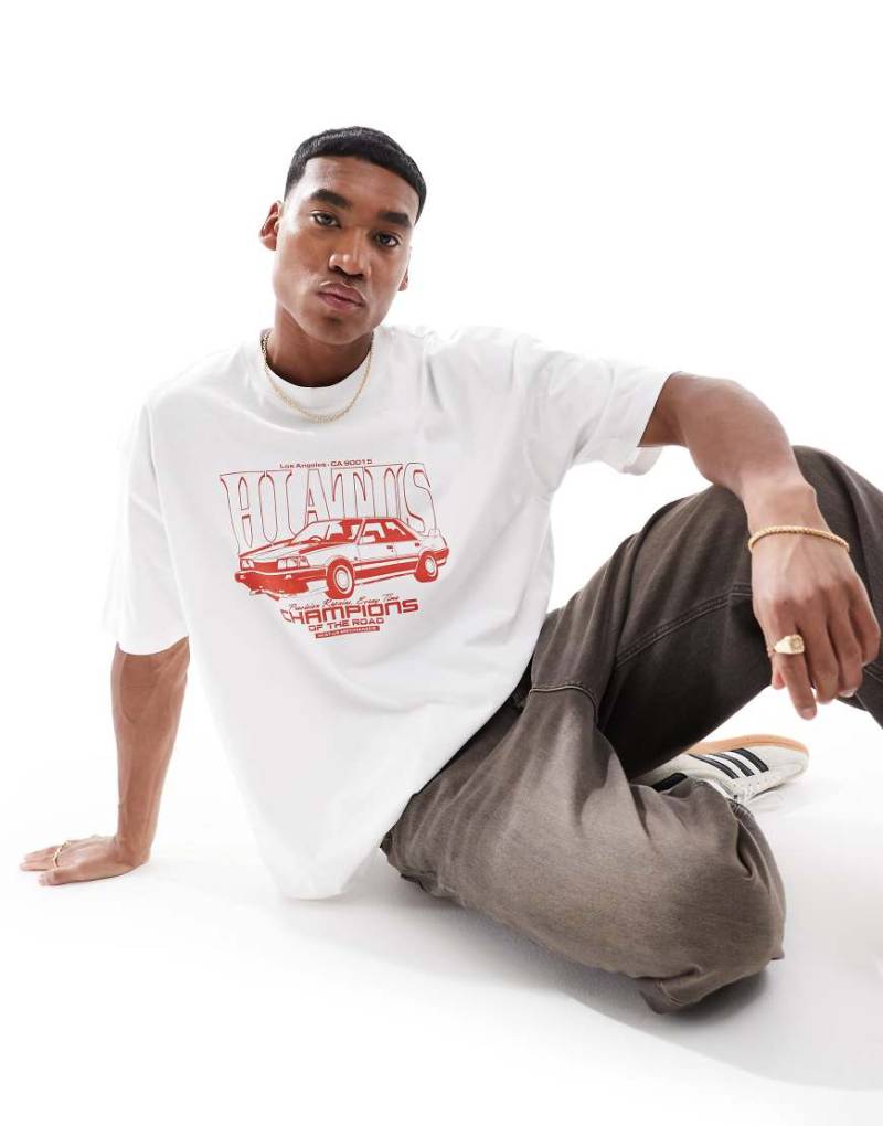ASOS DESIGN - Oversize-T-Shirt in Weiß mit „Street Car"-Autografik von ASOS DESIGN