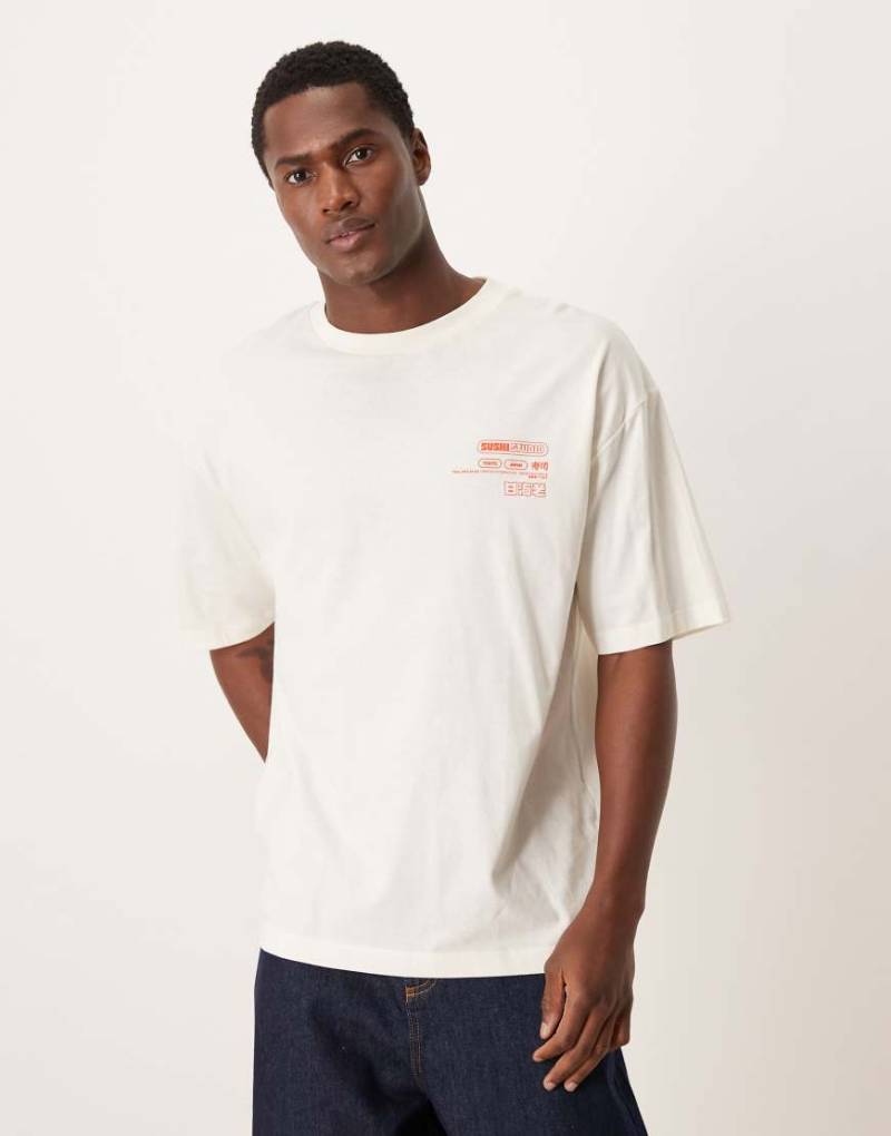 ASOS DESIGN - Oversize-T-Shirt in Weiß mit „Sushi Studio"-Motivprint von ASOS DESIGN