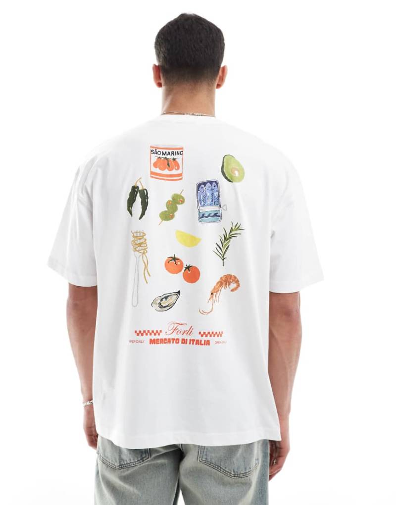 ASOS DESIGN - Oversize-T-Shirt in Weiß mit Cartoon-Lebensmittel-Grafiken ASOS DESIGN - Oversize-T-Shirt in Weiß mit Cartoon-Lebensmittel-Grafiken von ASOS DESIGN