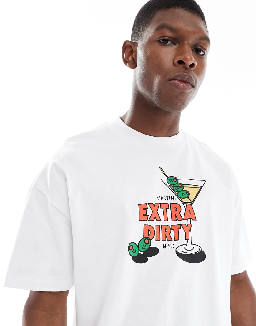 ASOS DESIGN - Oversize-T-Shirt in Weiß mit Cartoon-Print von ASOS DESIGN
