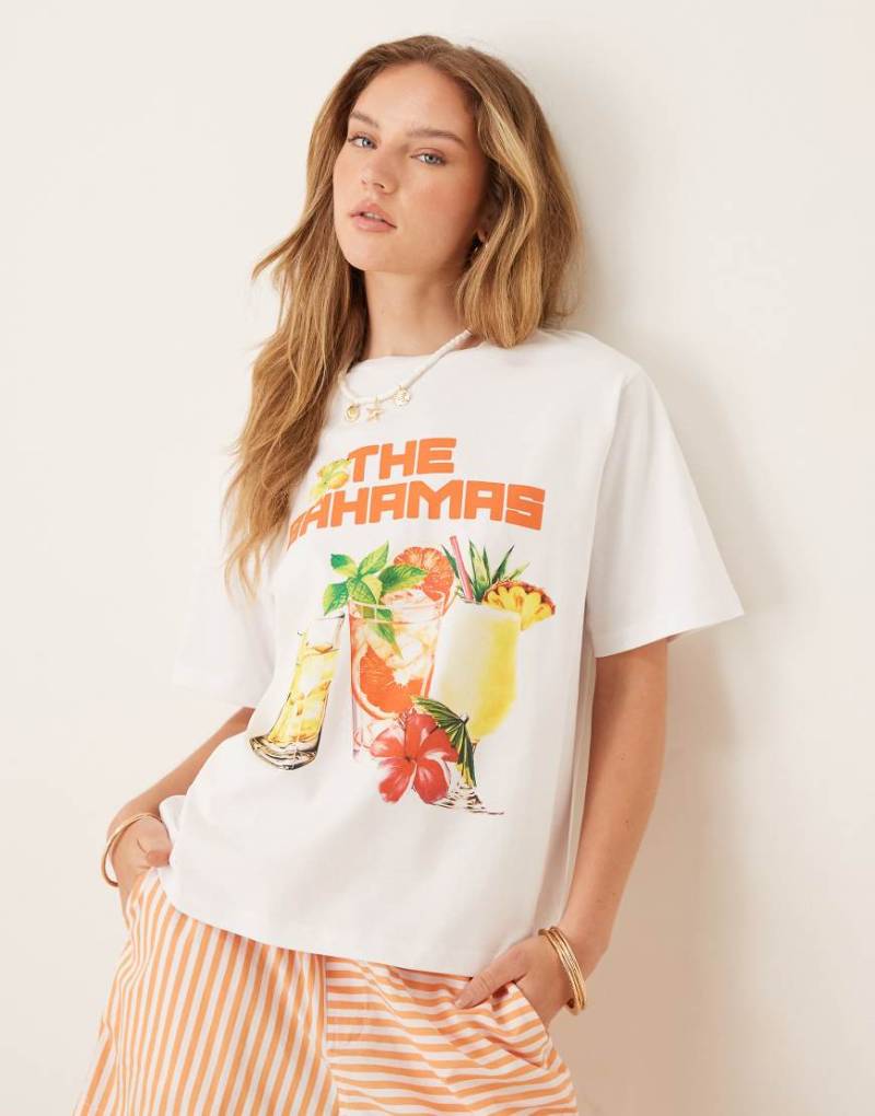 ASOS DESIGN - Oversize-T-Shirt in Weiß mit Cocktail Club-Grafikprint von ASOS DESIGN