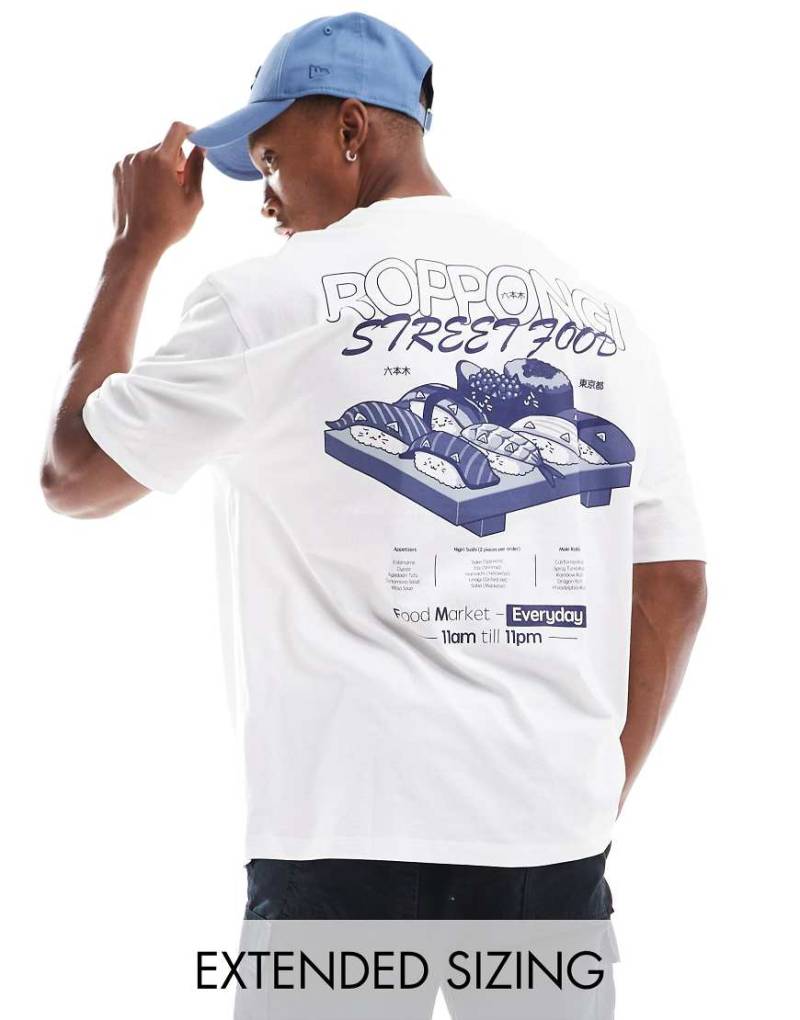 ASOS DESIGN - Oversize-T-Shirt in Weiß mit Food-Rückenprint von ASOS DESIGN