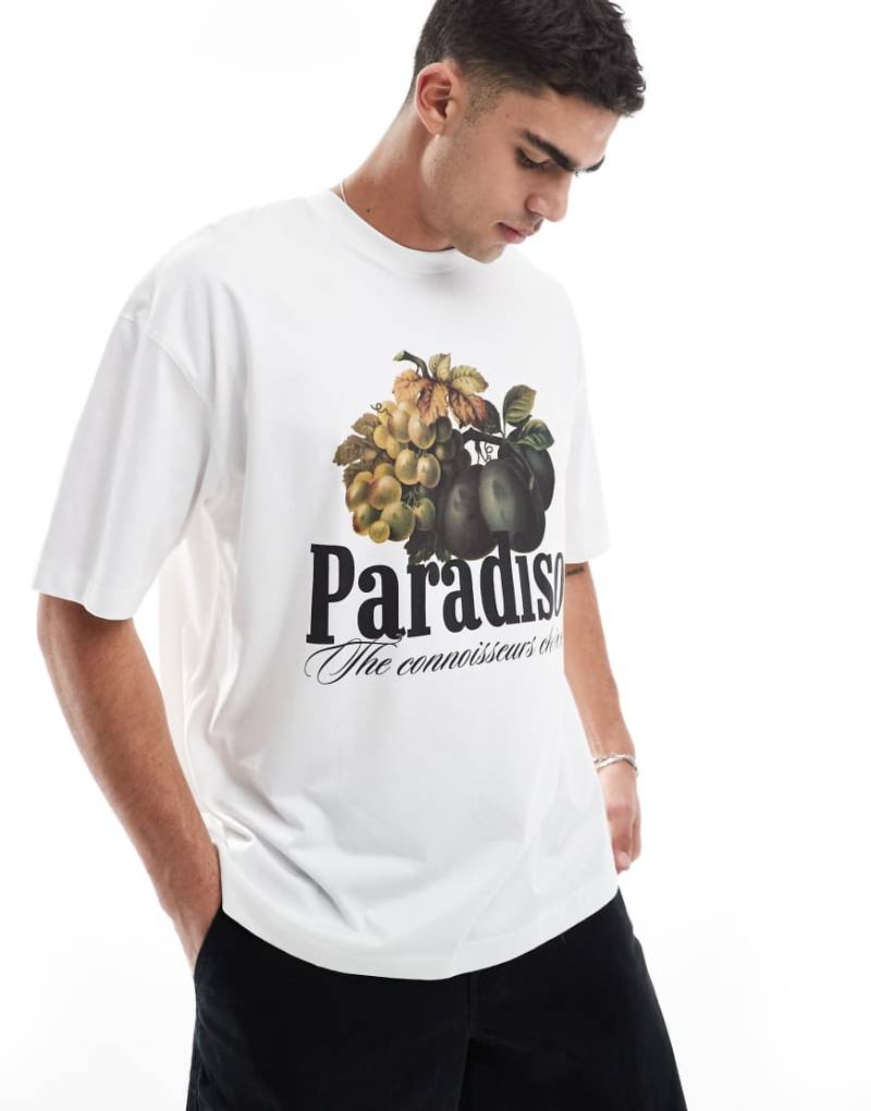 ASOS DESIGN - Oversize-T-Shirt in Weiß mit Frucht-Grafik von ASOS DESIGN