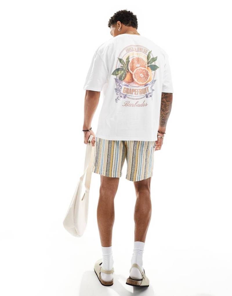 ASOS DESIGN - Oversize-T-Shirt in Weiß mit Grapefruit-Rückenprint von ASOS DESIGN